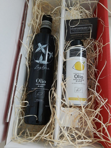 Bio Olivenöl nativ extra 500ml NOCELLARA DEL BELICE + aromatisiertes Olivenöl Limetten